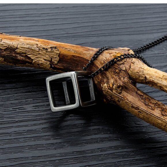 ❤️NEW TUNGSTEN SQUARE HOLLOW BOX CUBE PENDANT NECKLACE, N90201P156 - Picture 6 of 8